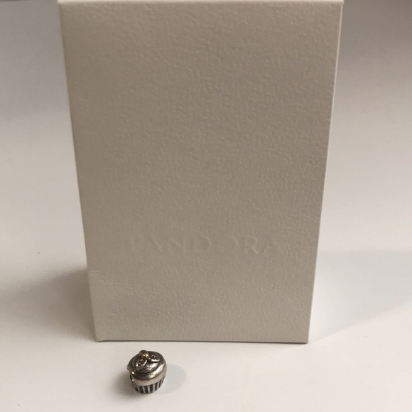 Pandora Retired Cupcake Charm 925 Sterling Silver with 14k Gold Accent 790417 - Picture 10 of 10
